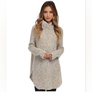 Free People Dylan Tweedy Chunky Knit Cowl Neck Oversized Sweater - XS